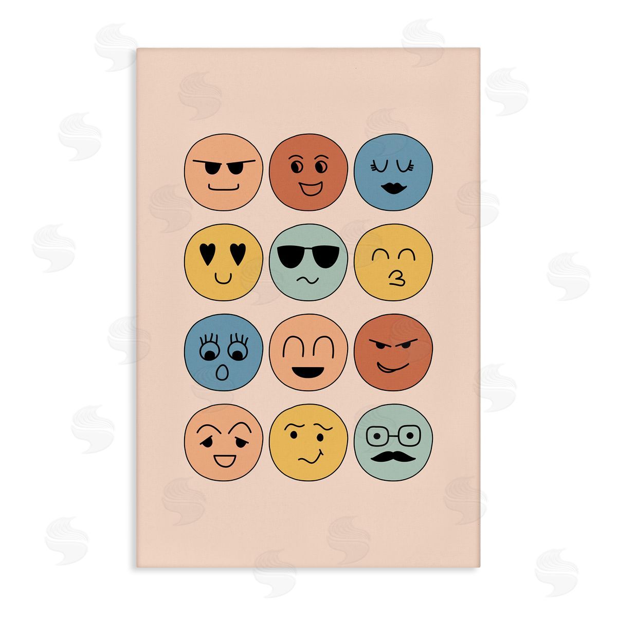 Various Expression Smileys Canvas Wall Art, Home Decor by JJ Design House, LLC.