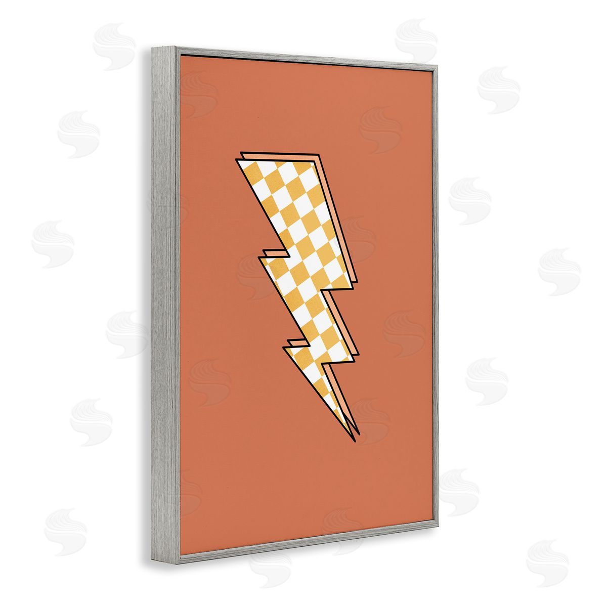 Checking Lightning Bolt Grey Frame Print Wall Art, Home Decor by JJ Design House, LLC.