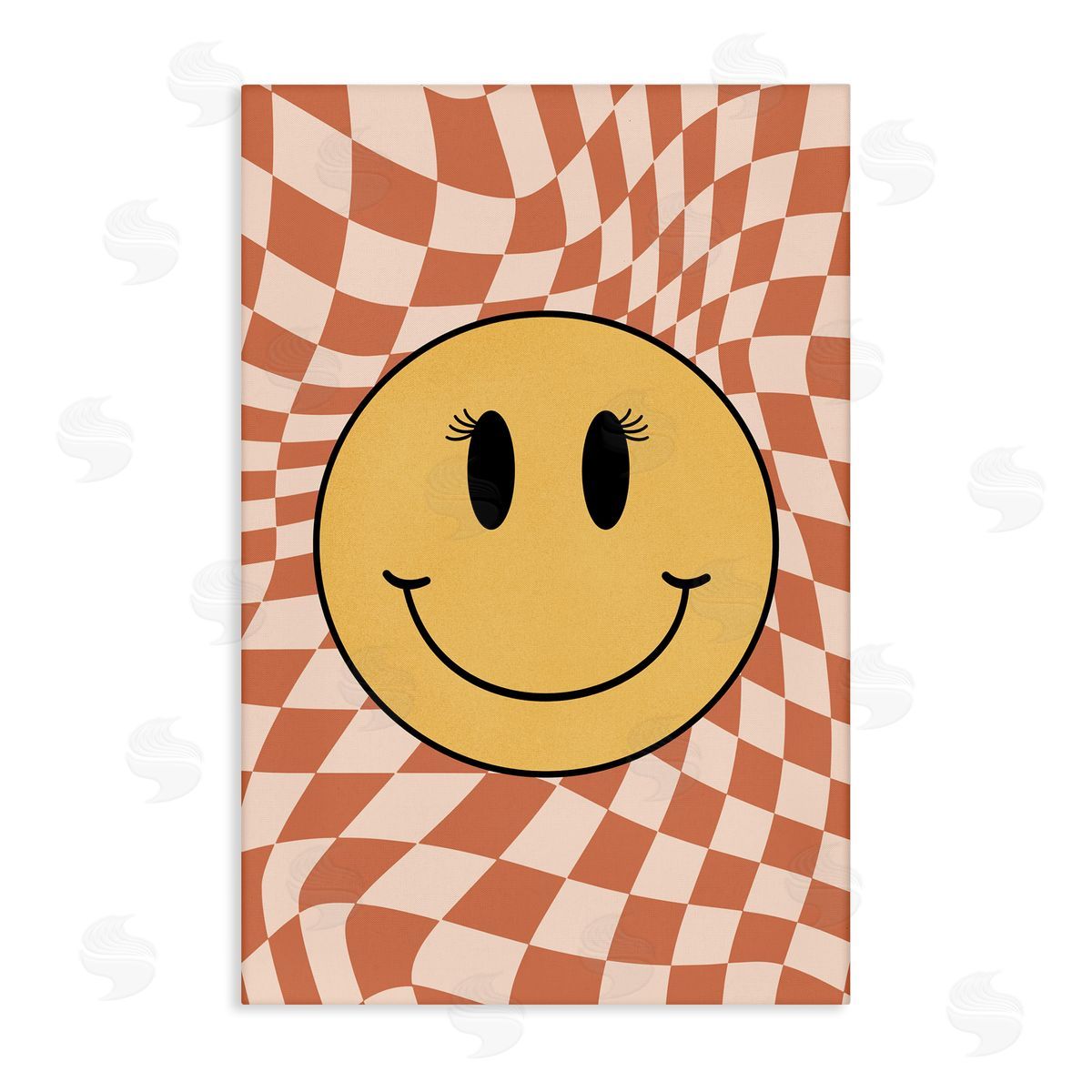 Wavy Checkered Smiley Canvas Wall Art, Home Decor by JJ Design House, LLC.