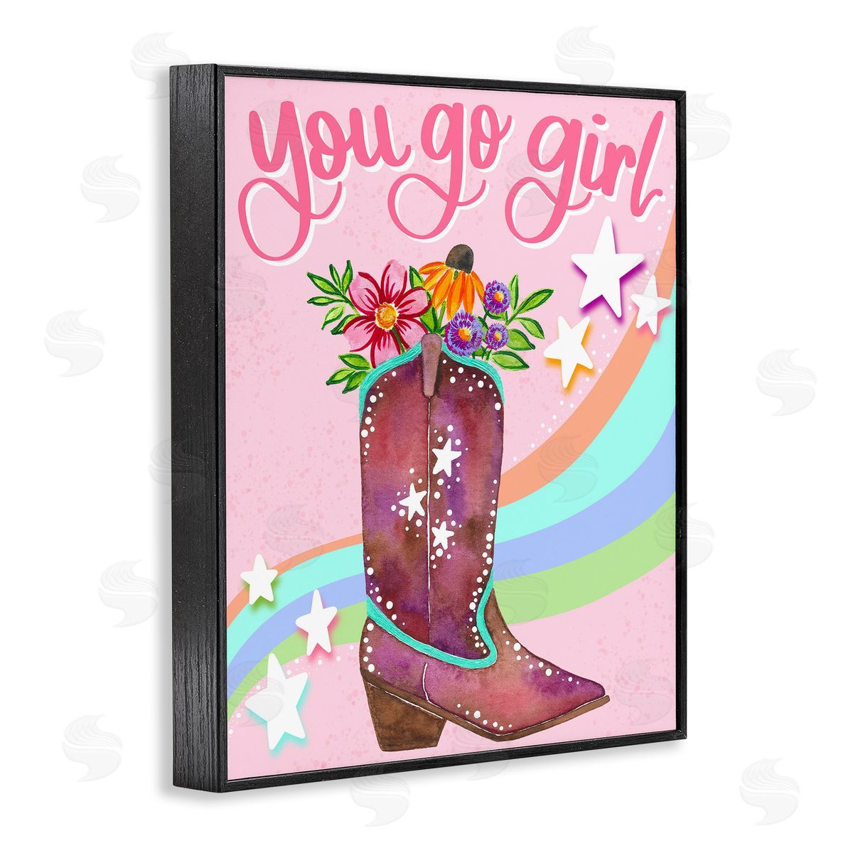 You Go Girl Boot Black Frame Print Wall Art, Home Decor by Bethany Joy Adams