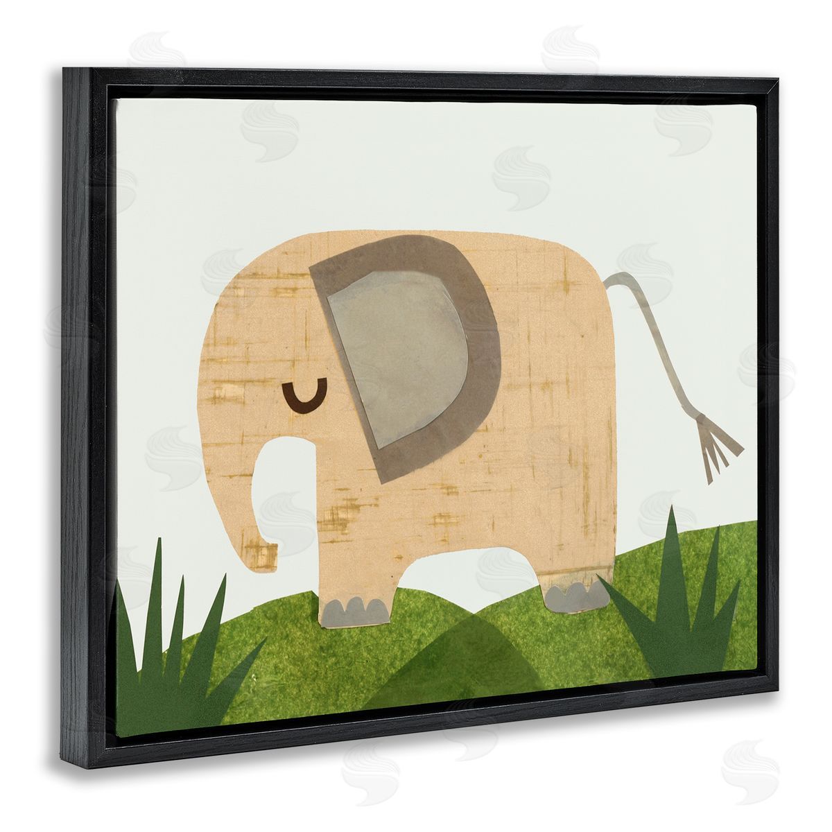 Cozy Corner Elephant Black Floating Frame Canvas Wall Art, Home Decor by Jenny Westenhofer