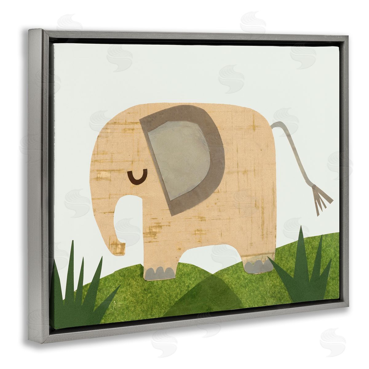 Cozy Corner Elephant Grey Floating Frame Canvas Wall Art, Home Decor by Jenny Westenhofer