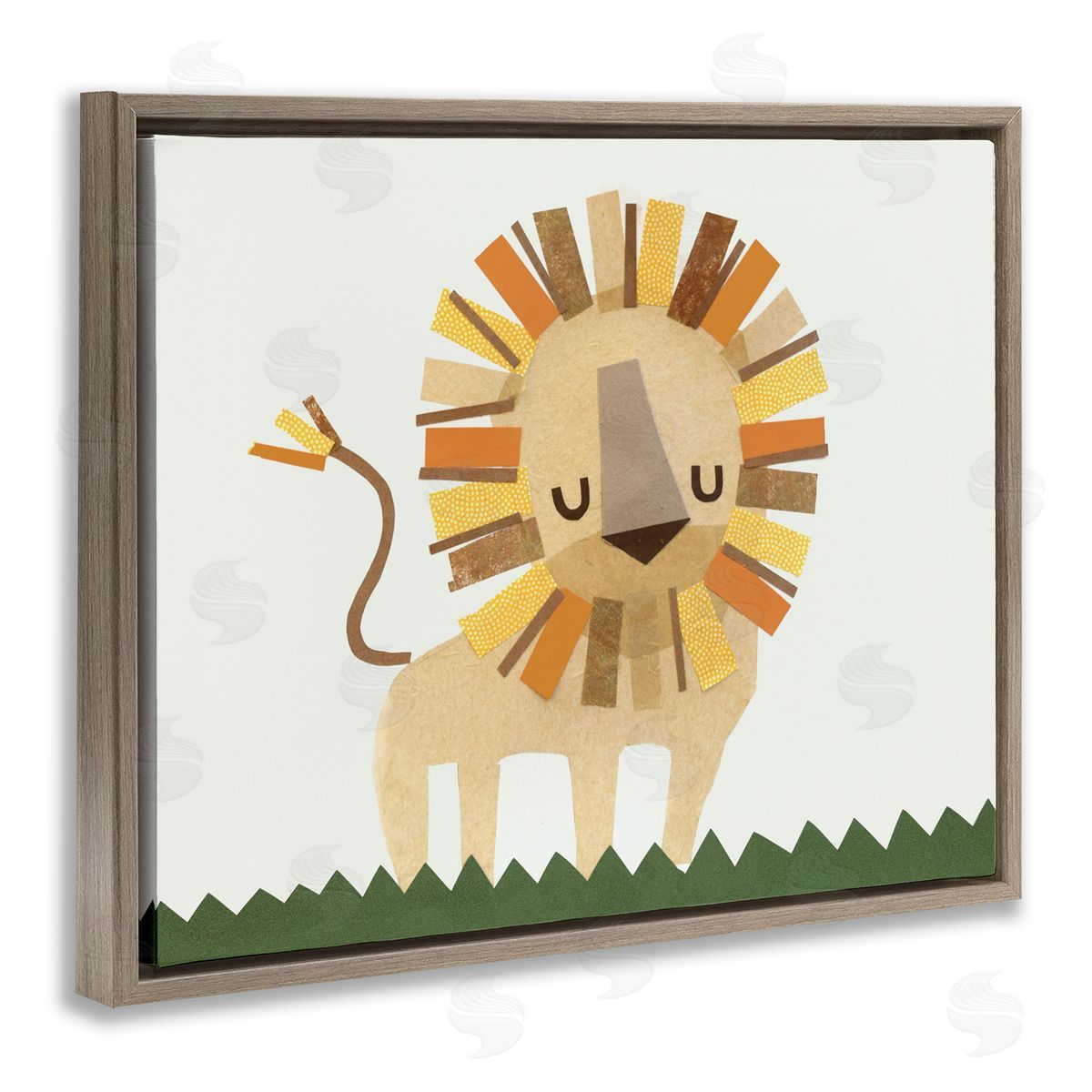 Cozy Corner Lion Brown Floating Frame Canvas Wall Art, Home Decor by Jenny Westenhofer