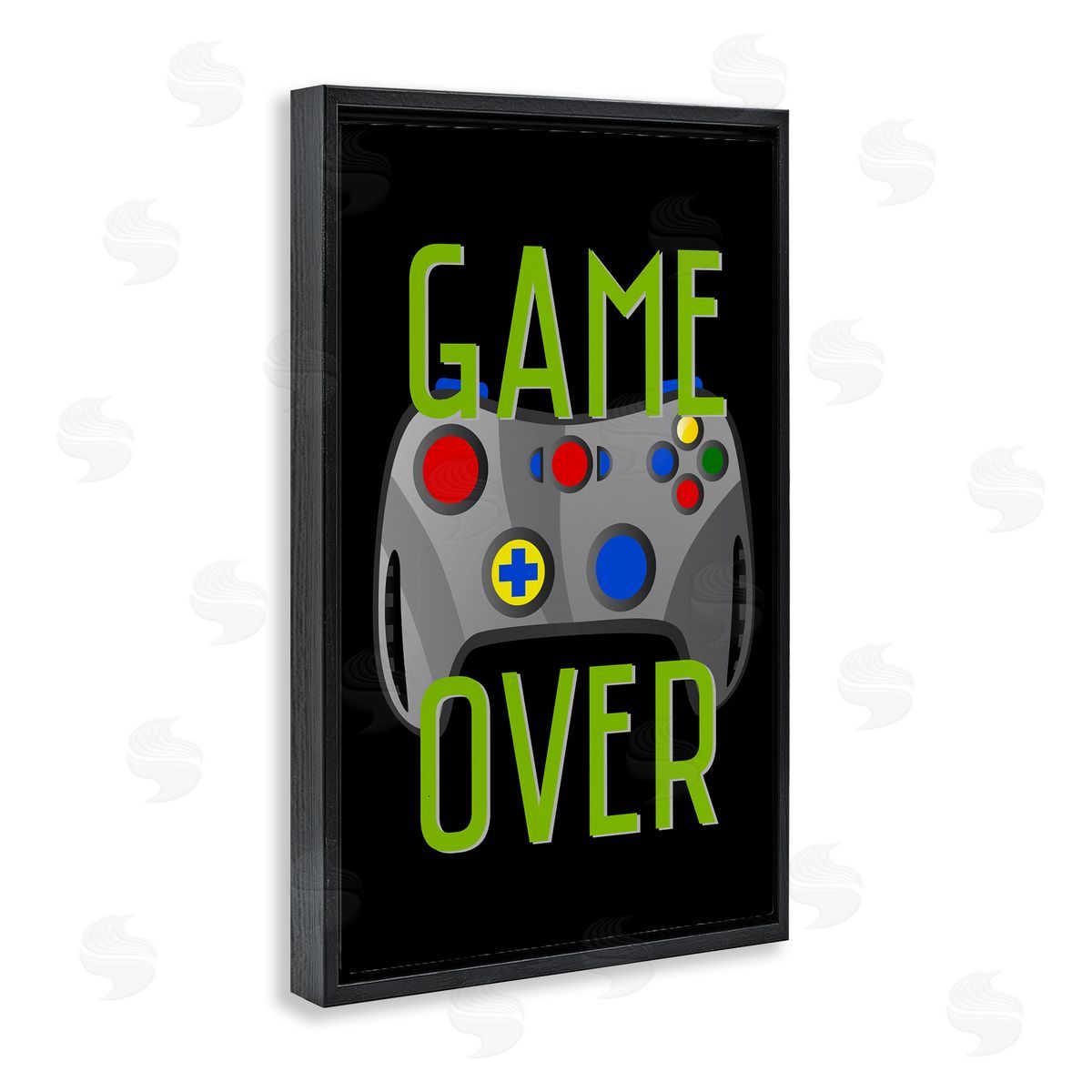 Game Over with Controller Black Floating Frame Canvas Wall Art, Home Decor by Kim Allen