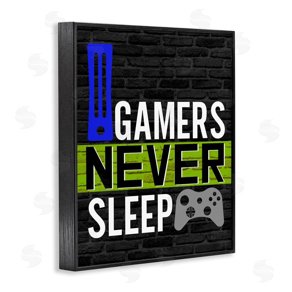 Gamers Never Sleep Black Frame Print Wall Art, Home Decor by Kim Allen