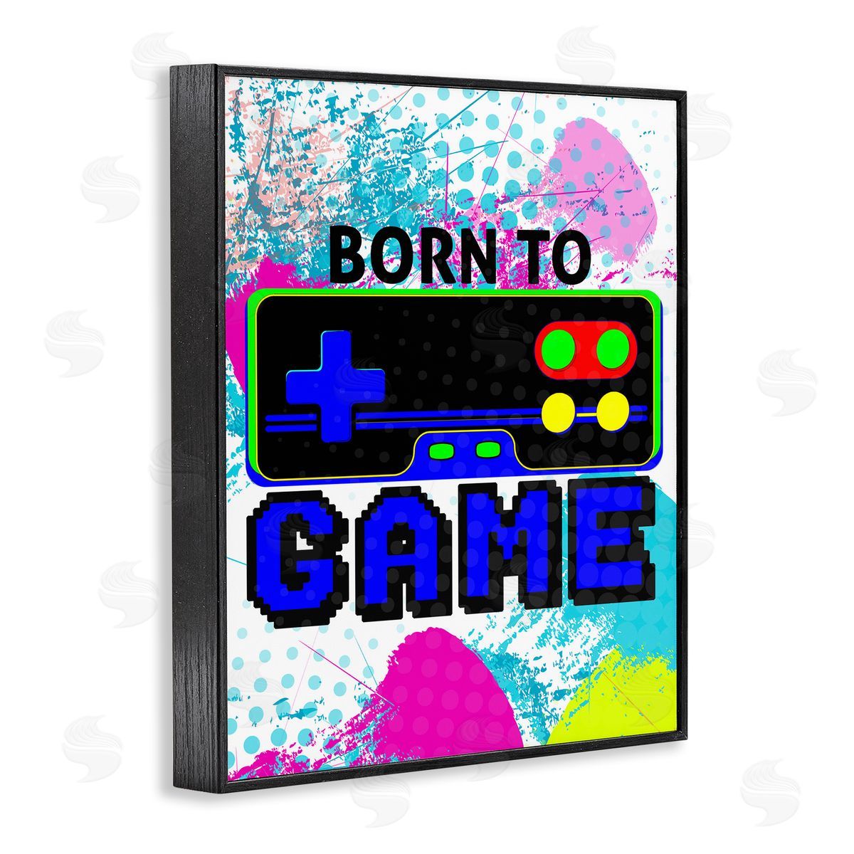 Boy's Born to Game Black Frame Print Wall Art, Home Decor by Kim Allen