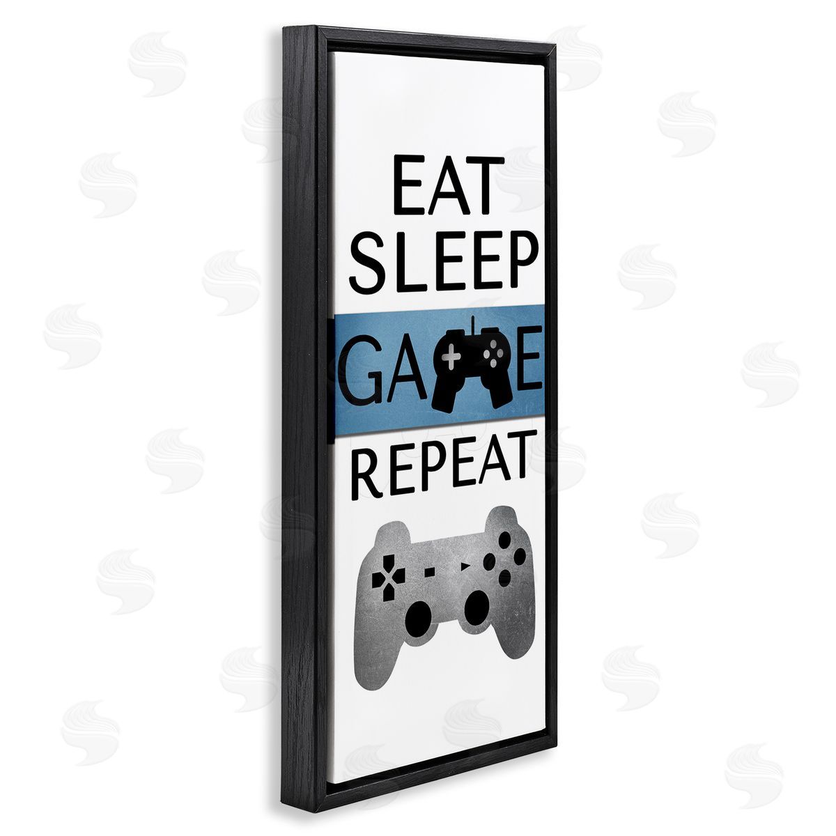 Game Repeat Lifestyle Black Floating Frame Canvas Wall Art, Home Decor by Kim Allen
