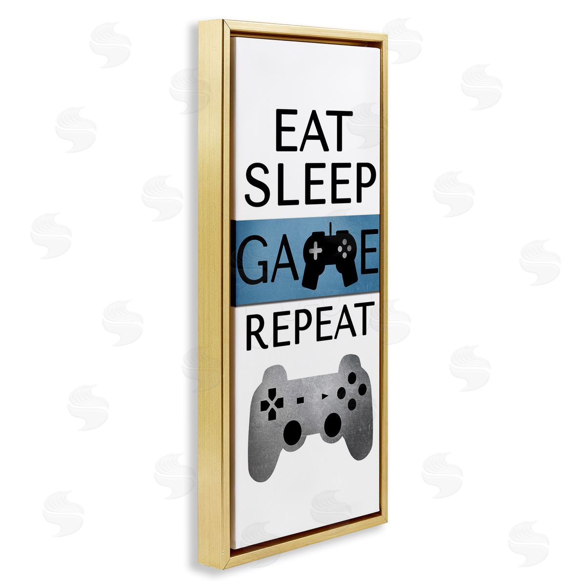 Game Repeat Lifestyle Gold Floating Frame Canvas Wall Art, Home Decor by Kim Allen