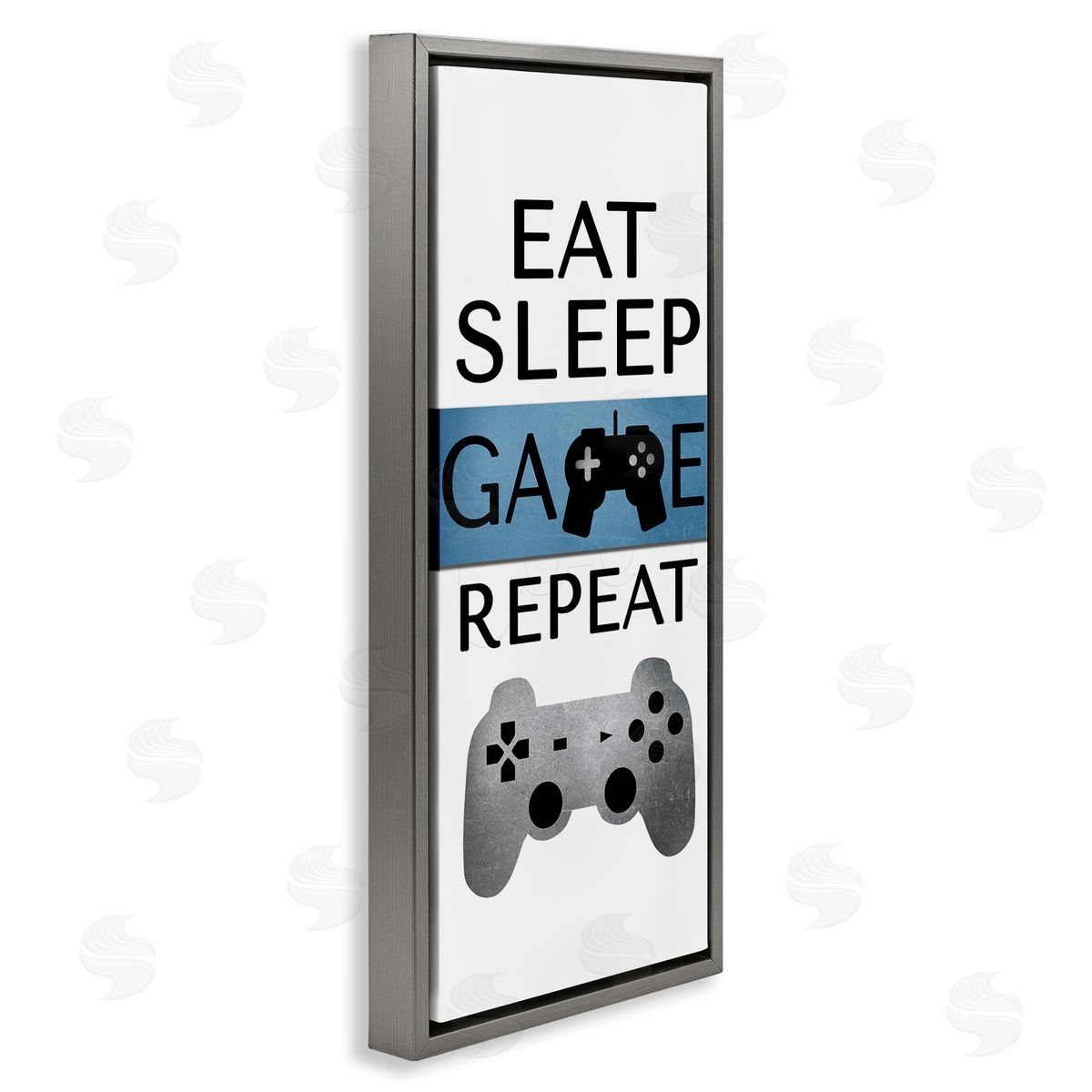 Game Repeat Lifestyle Grey Floating Frame Canvas Wall Art, Home Decor by Kim Allen