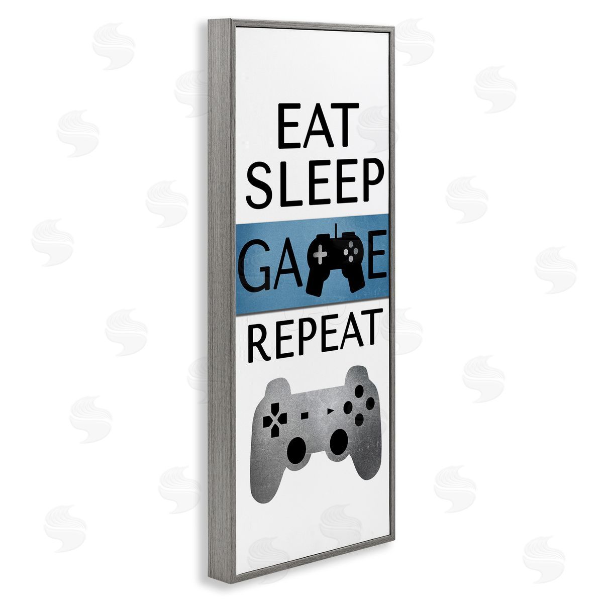 Game Repeat Lifestyle Grey Frame Print Wall Art, Home Decor by Kim Allen