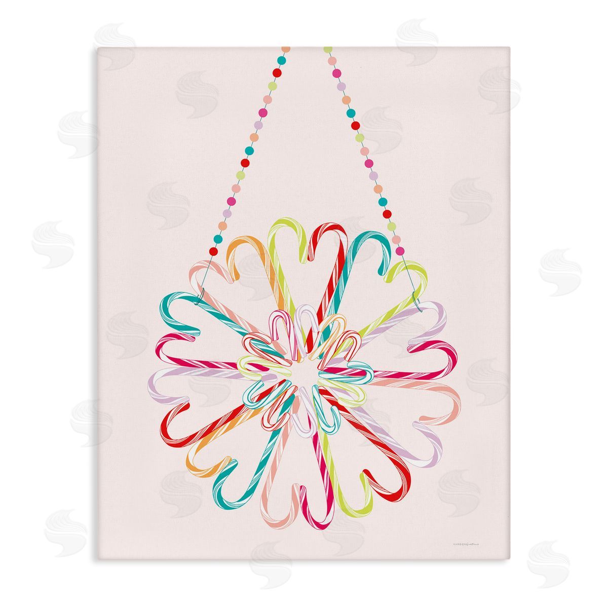 Candy Cane Shapes Canvas Wall Art, Home Decor by Kamdon Kreations