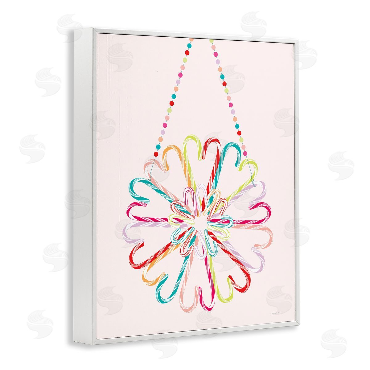 Candy Cane Shapes White Frame Print Wall Art, Home Decor by Kamdon Kreations