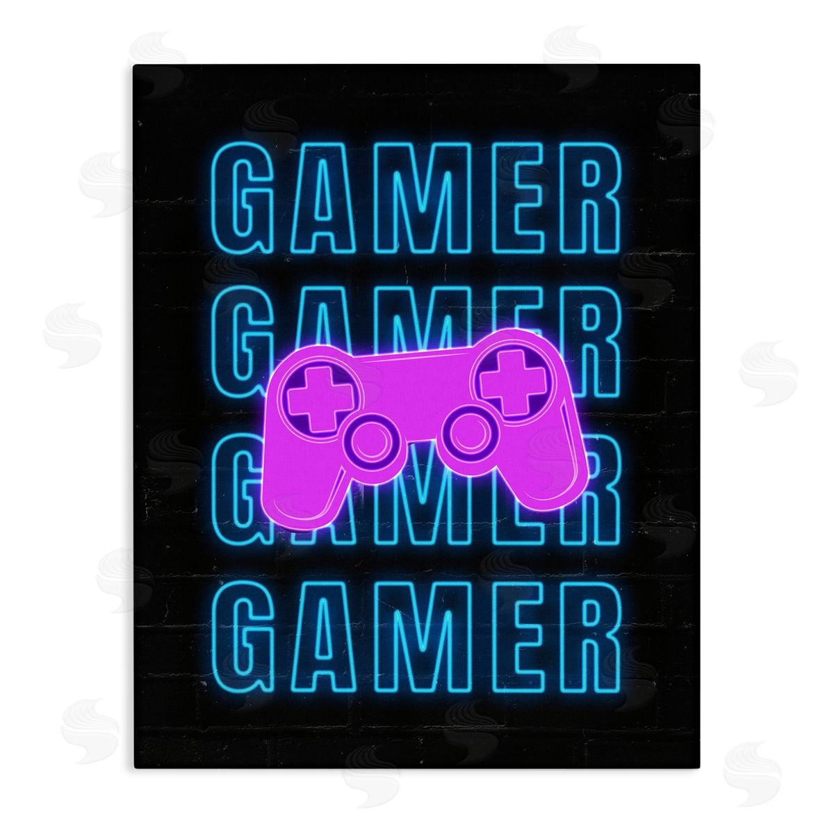 Neon Gamer Words Canvas Wall Art, Home Decor by Nina Blue