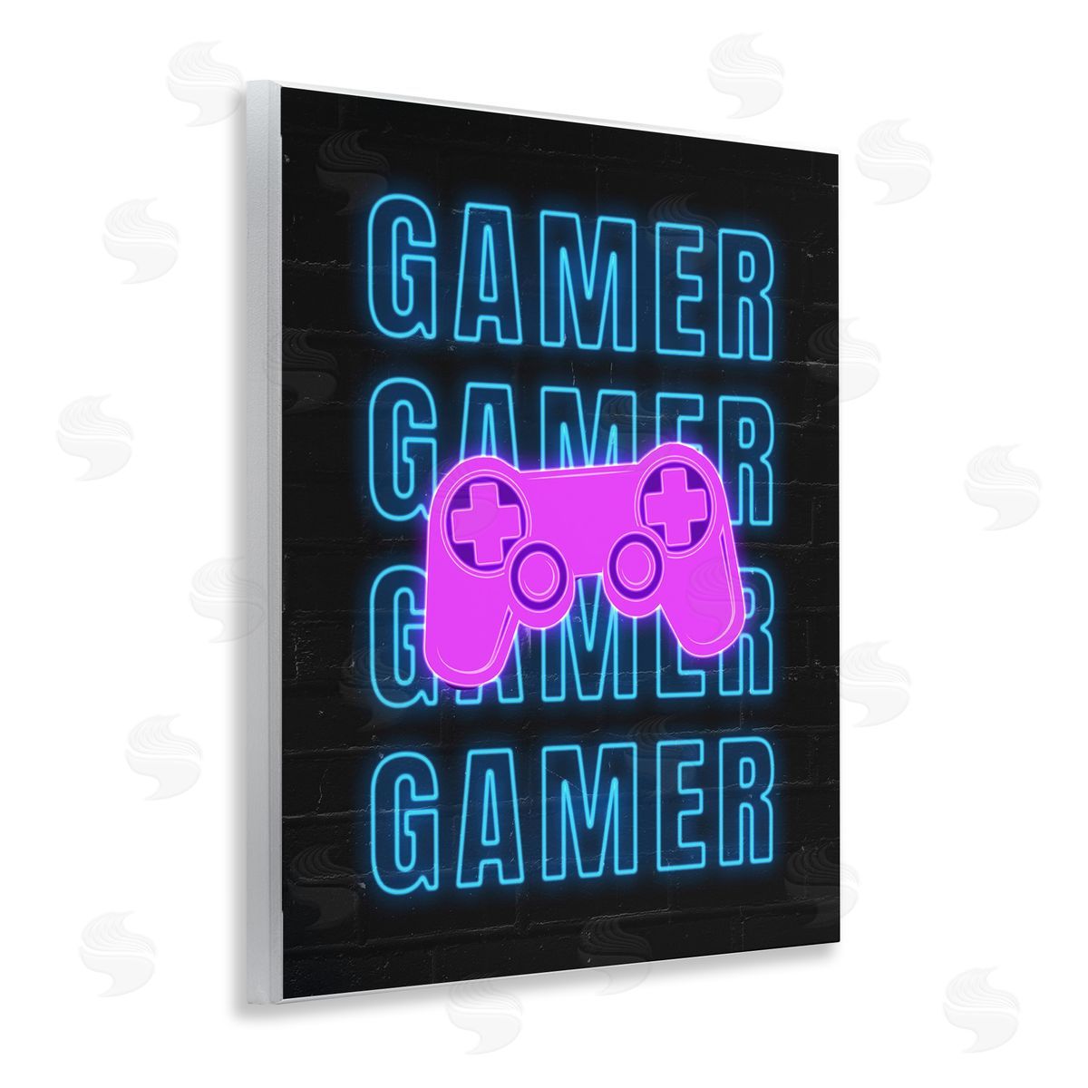 Neon Gamer Words Wood Plaque Wall Art, Home Decor by Nina Blue