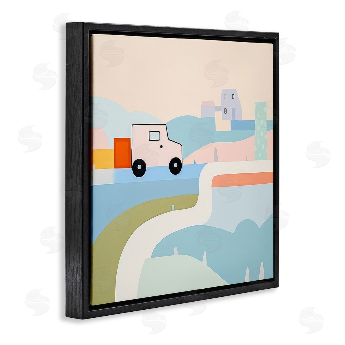Imagination On Wheels Black Floating Frame Canvas Wall Art, Home Decor by Lazar Studio