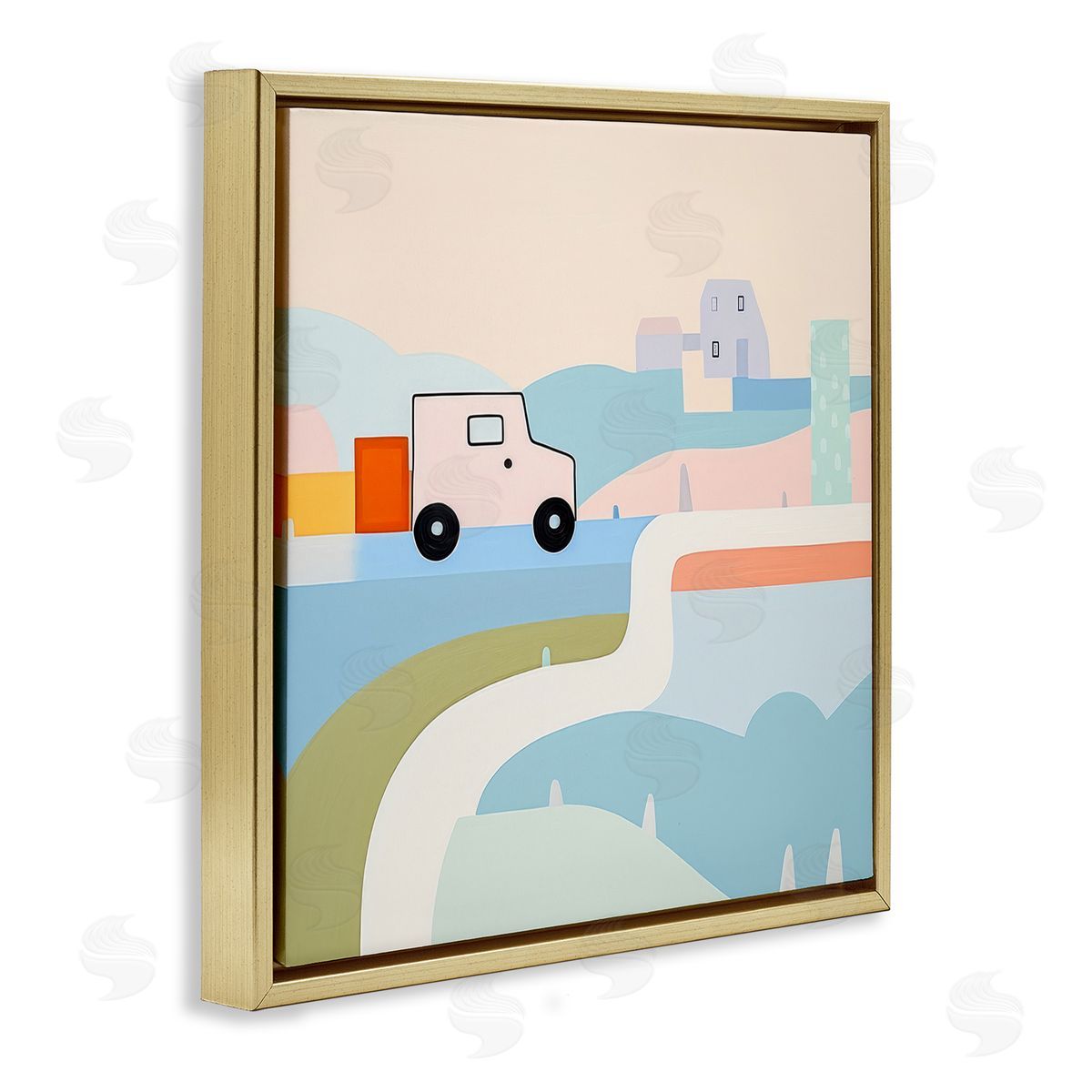 Imagination On Wheels Gold Floating Frame Canvas Wall Art, Home Decor by Lazar Studio