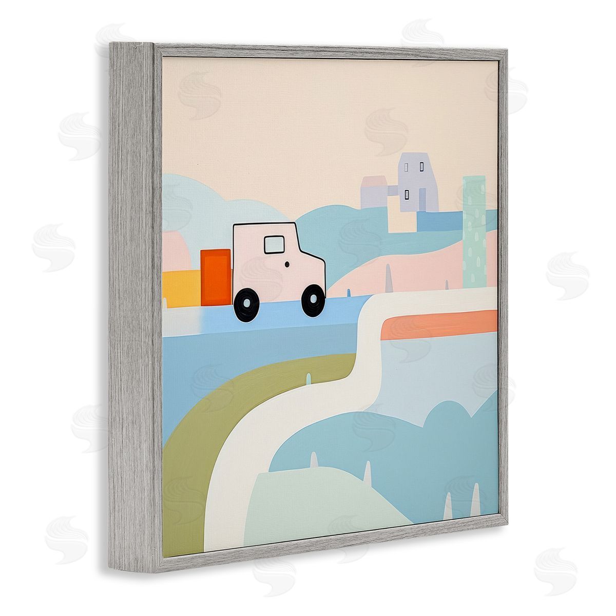 Imagination On Wheels Grey Frame Print Wall Art, Home Decor by Lazar Studio