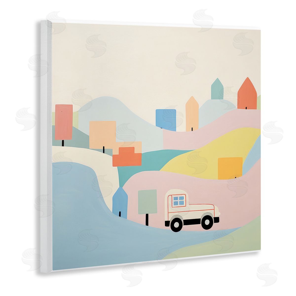 Pastel Imaginative Scene Wood Plaque Wall Art, Home Decor by Lazar Studio