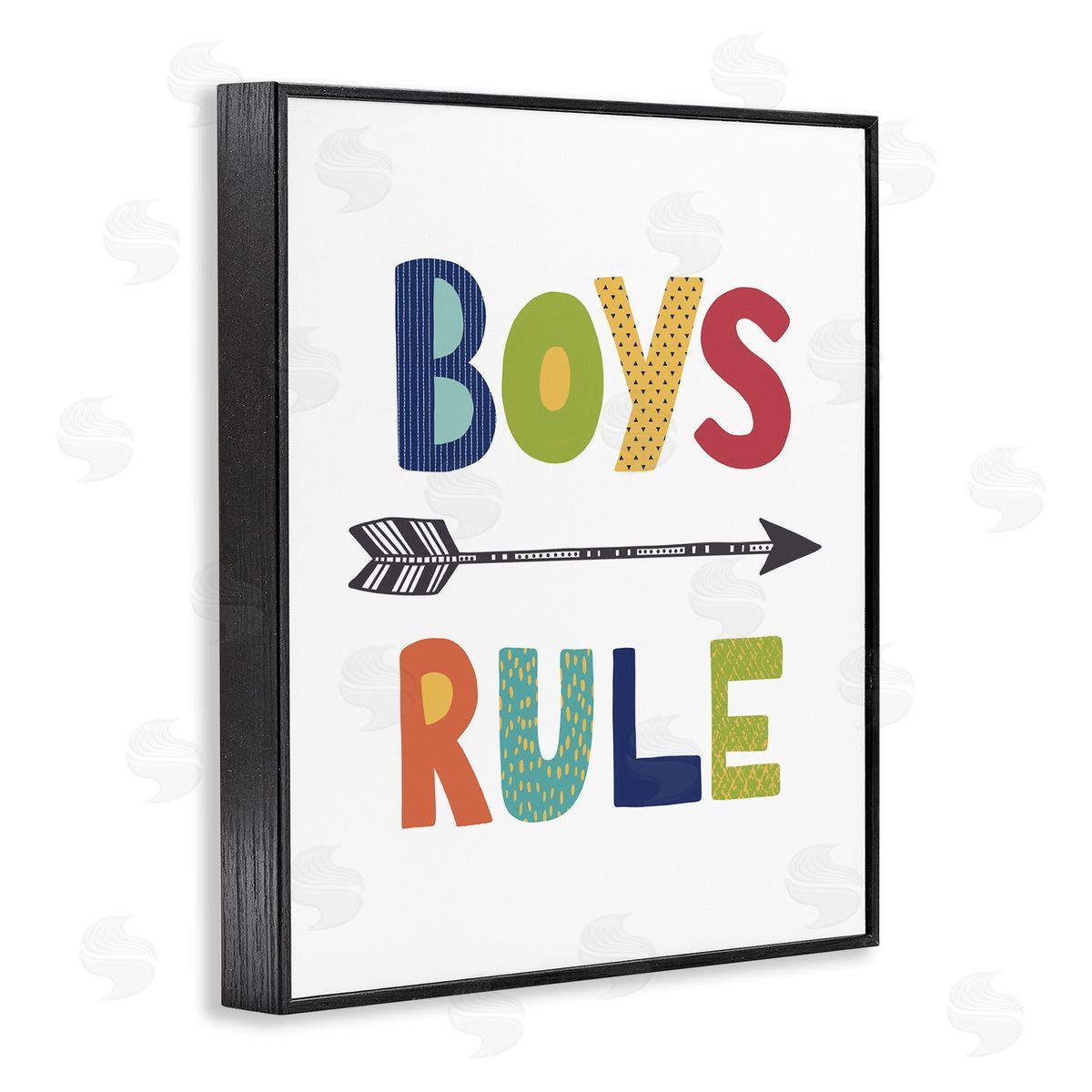 Boys Rule with Arrow Black Frame Print Wall Art, Home Decor by Lisa Nohren