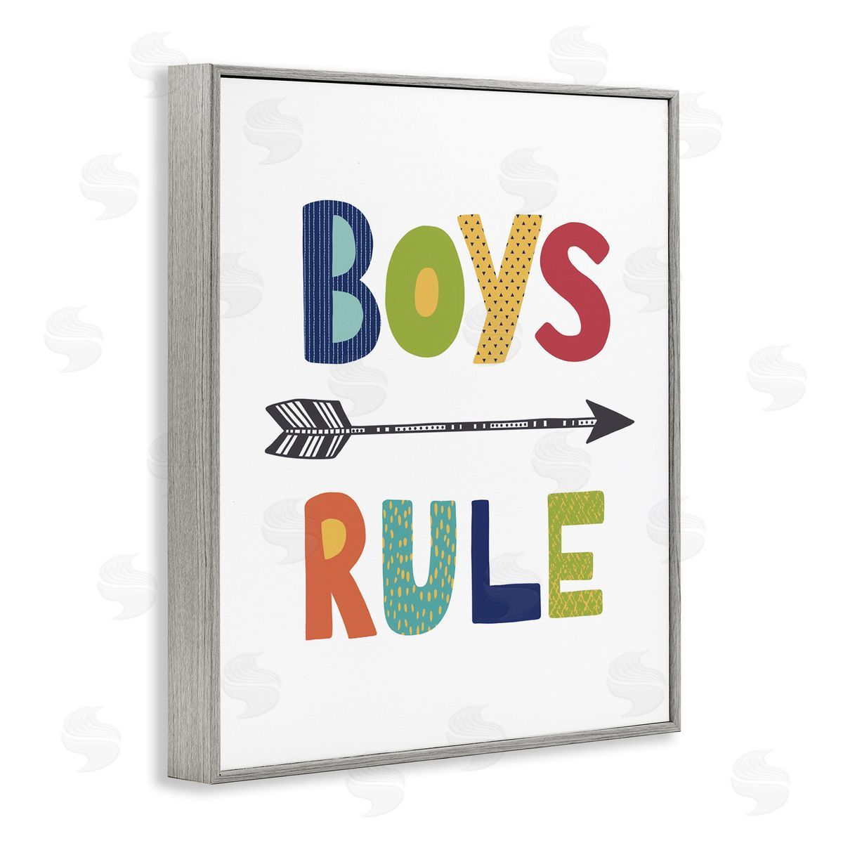 Boys Rule with Arrow Grey Frame Print Wall Art, Home Decor by Lisa Nohren