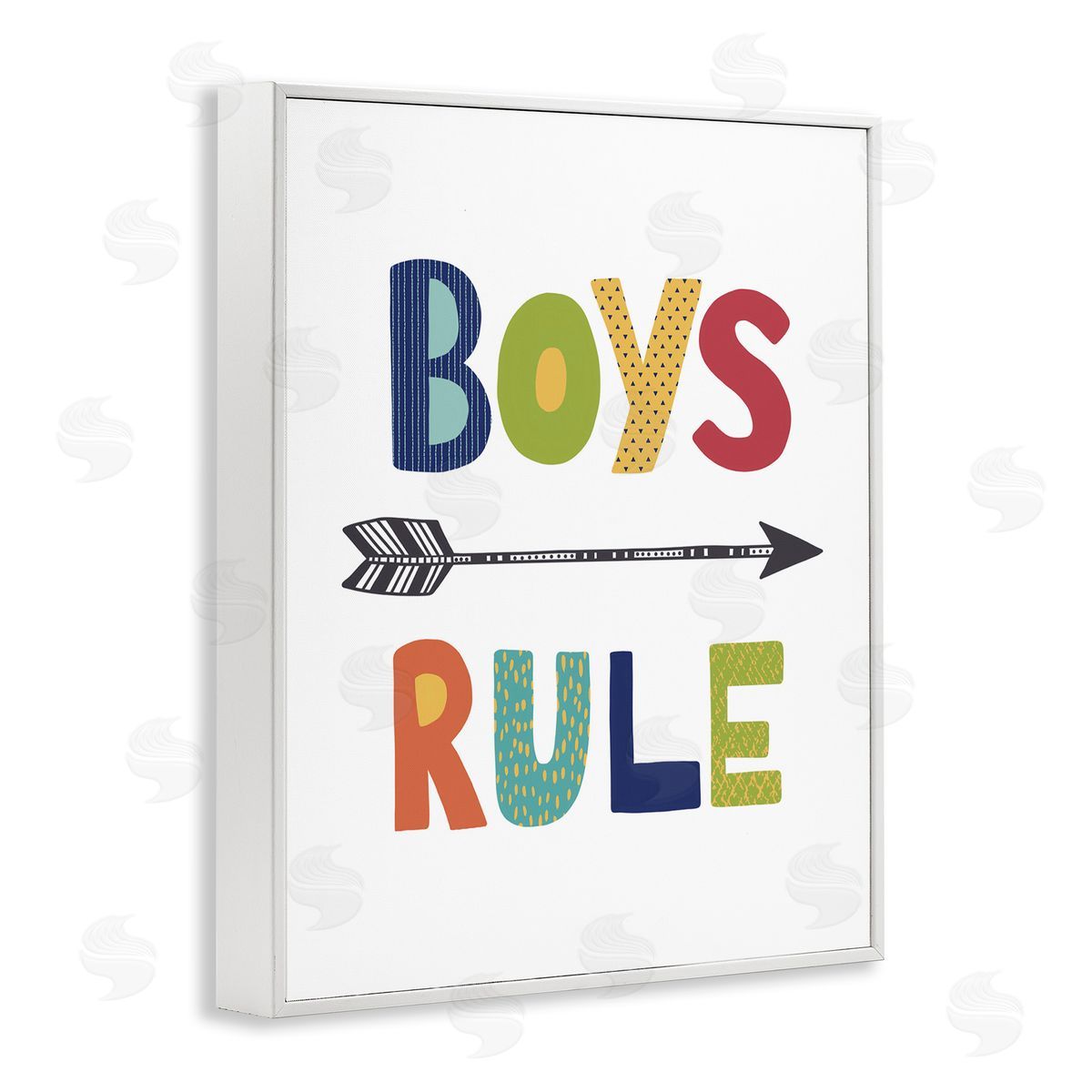 Boys Rule with Arrow White Frame Print Wall Art, Home Decor by Lisa Nohren