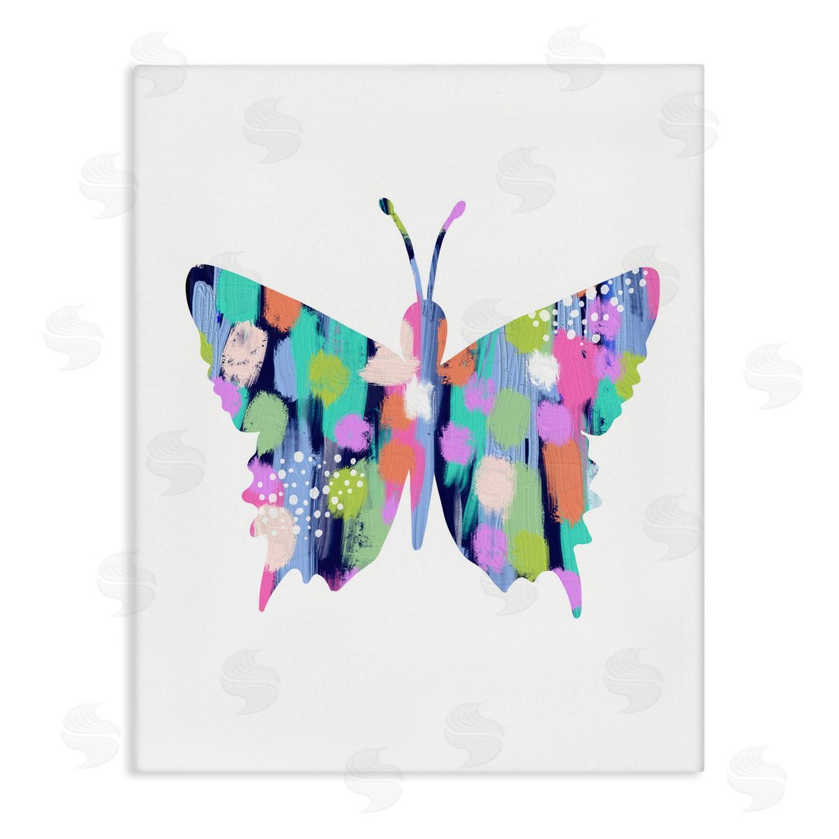 Pastel Patterned Butterfly Canvas Wall Art, Home Decor by Lisa Nohren