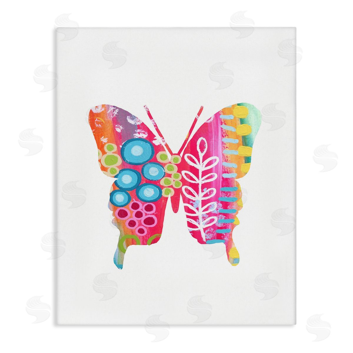 Pink Florals Butterfly Canvas Wall Art, Home Decor by Lisa Nohren