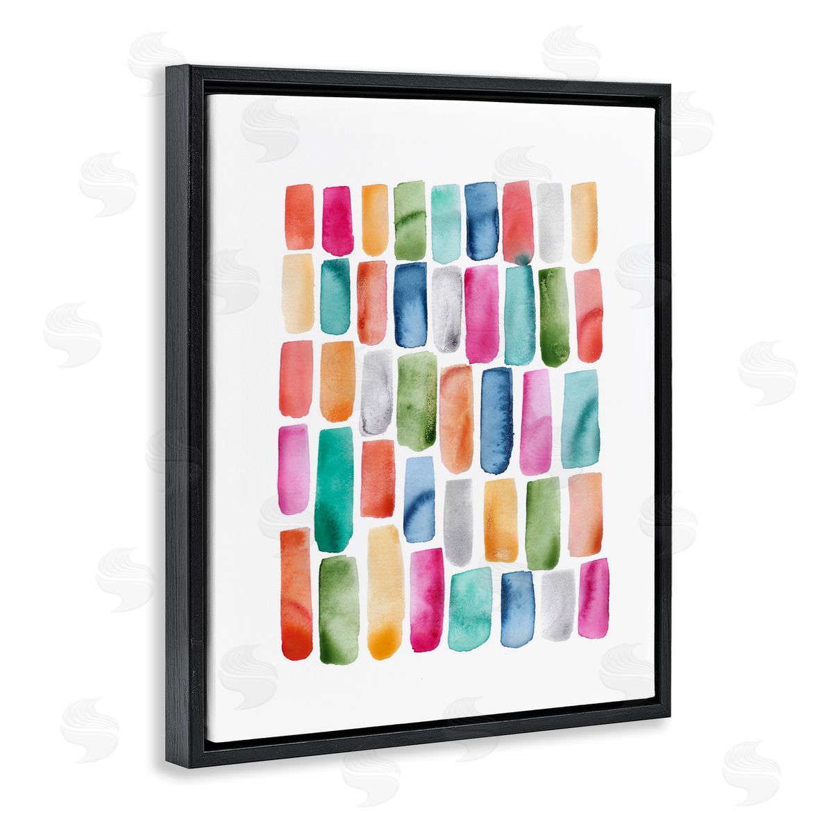 Bright Abstract Brushstrokes Black Floating Frame Canvas Wall Art, Home Decor by Lisa Nohren
