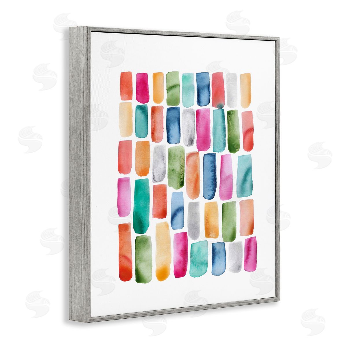 Bright Abstract Brushstrokes Grey Frame Print Wall Art, Home Decor by Lisa Nohren