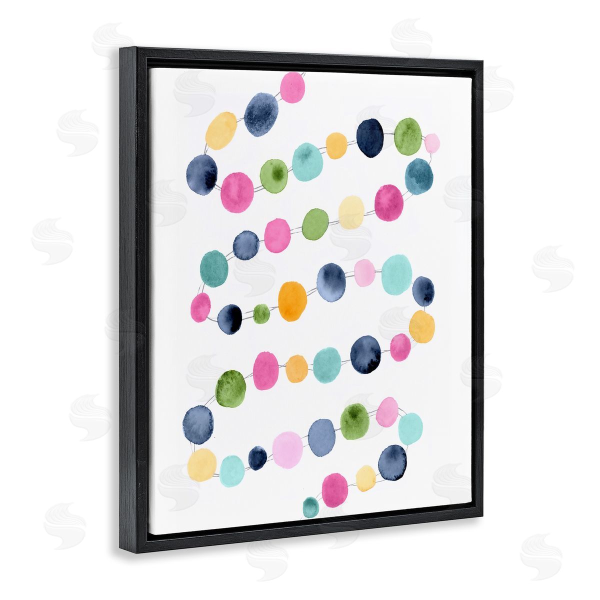 Pastel Dots Pattern Black Floating Frame Canvas Wall Art, Home Decor by Lisa Nohren