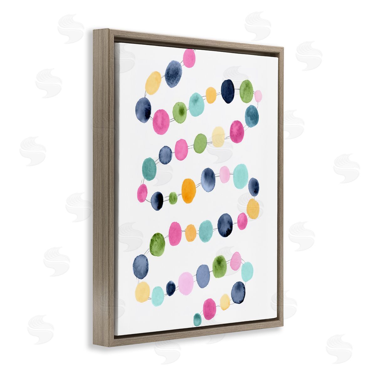 Pastel Dots Pattern Brown Floating Frame Canvas Wall Art, Home Decor by Lisa Nohren
