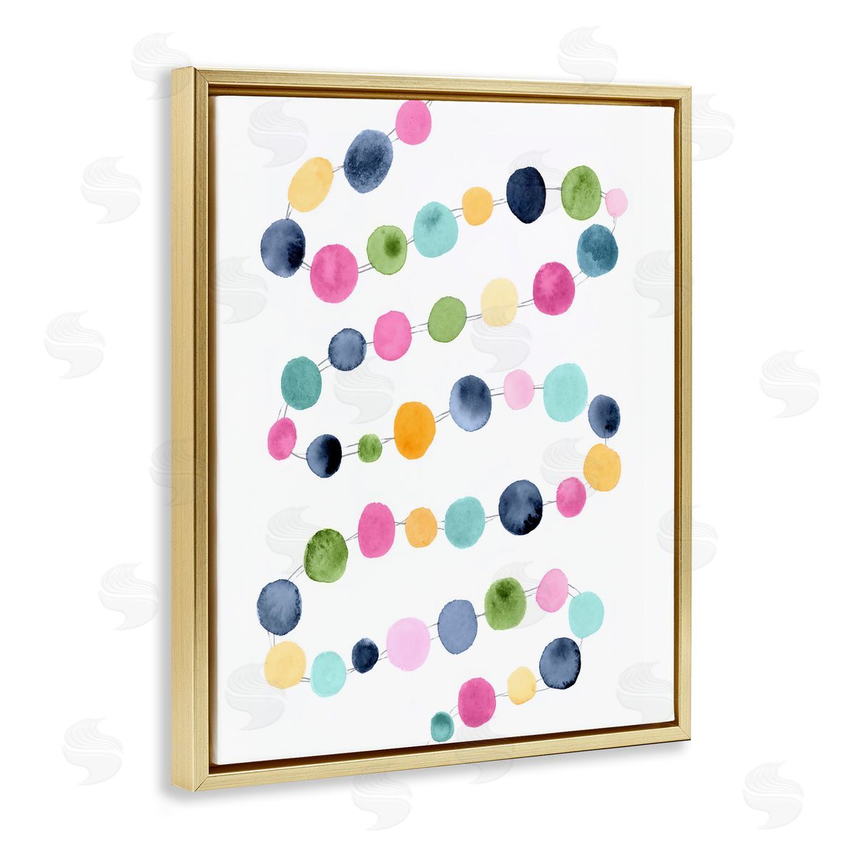Pastel Dots Pattern Gold Floating Frame Canvas Wall Art, Home Decor by Lisa Nohren