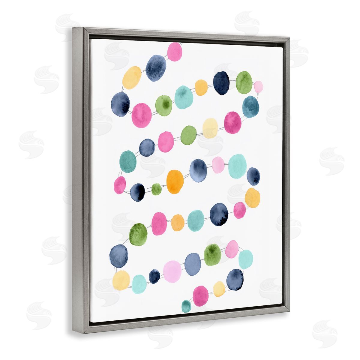 Pastel Dots Pattern Grey Floating Frame Canvas Wall Art, Home Decor by Lisa Nohren
