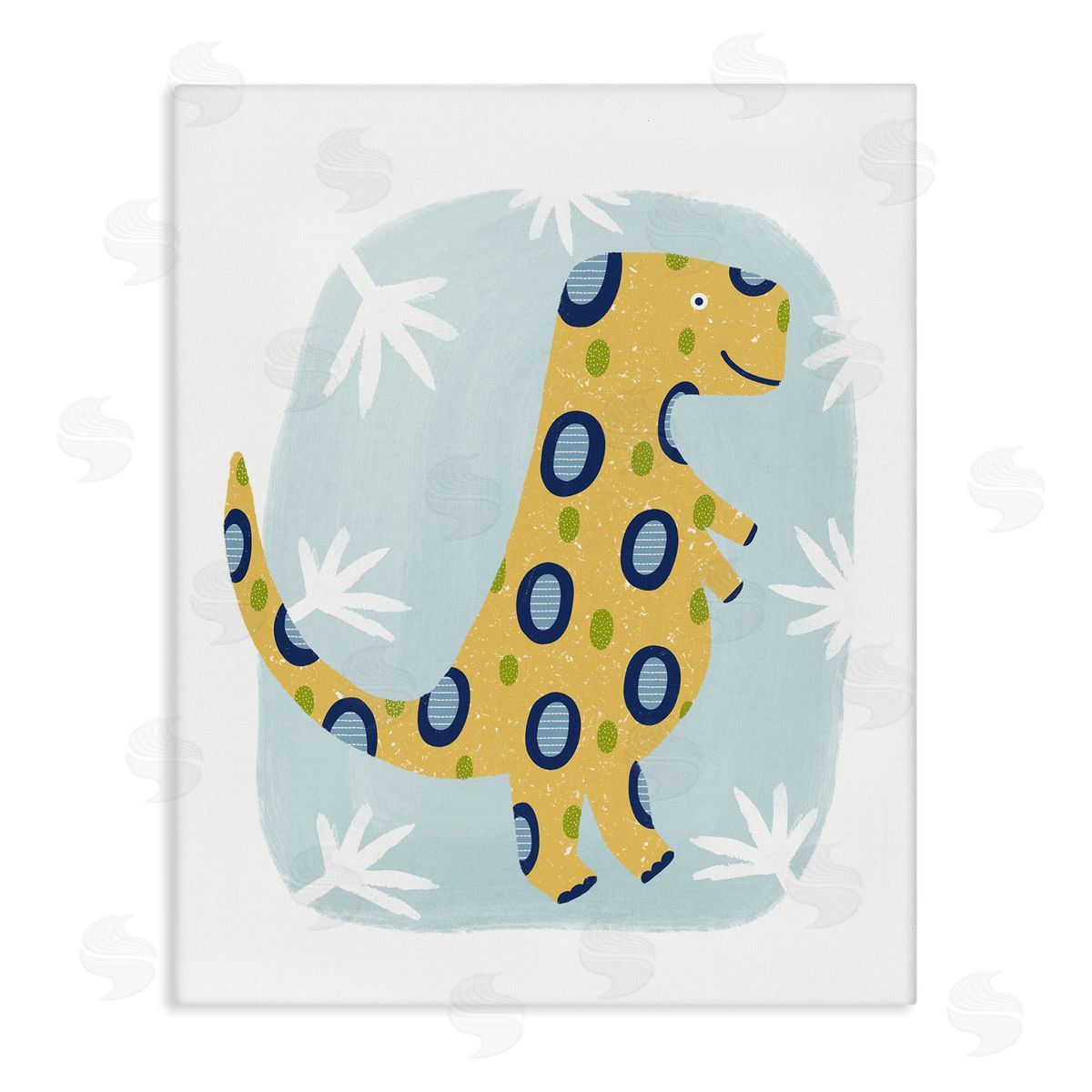 T-Rex with Leaves Canvas Wall Art, Home Decor by Lisa Nohren