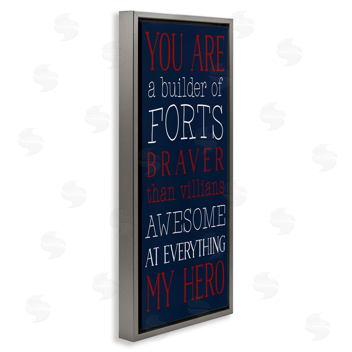 You Are My Hero Grey Floating Frame Canvas Wall Art, Home Decor by Masey St. Studios