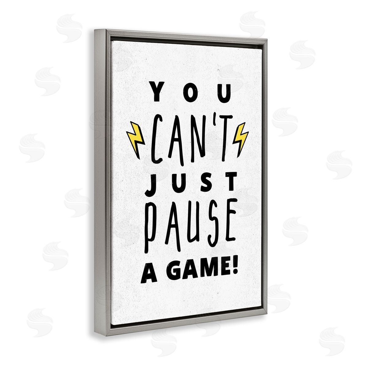 Just Can't Pause Game Grey Floating Frame Canvas Wall Art, Home Decor by Masey St. Studios
