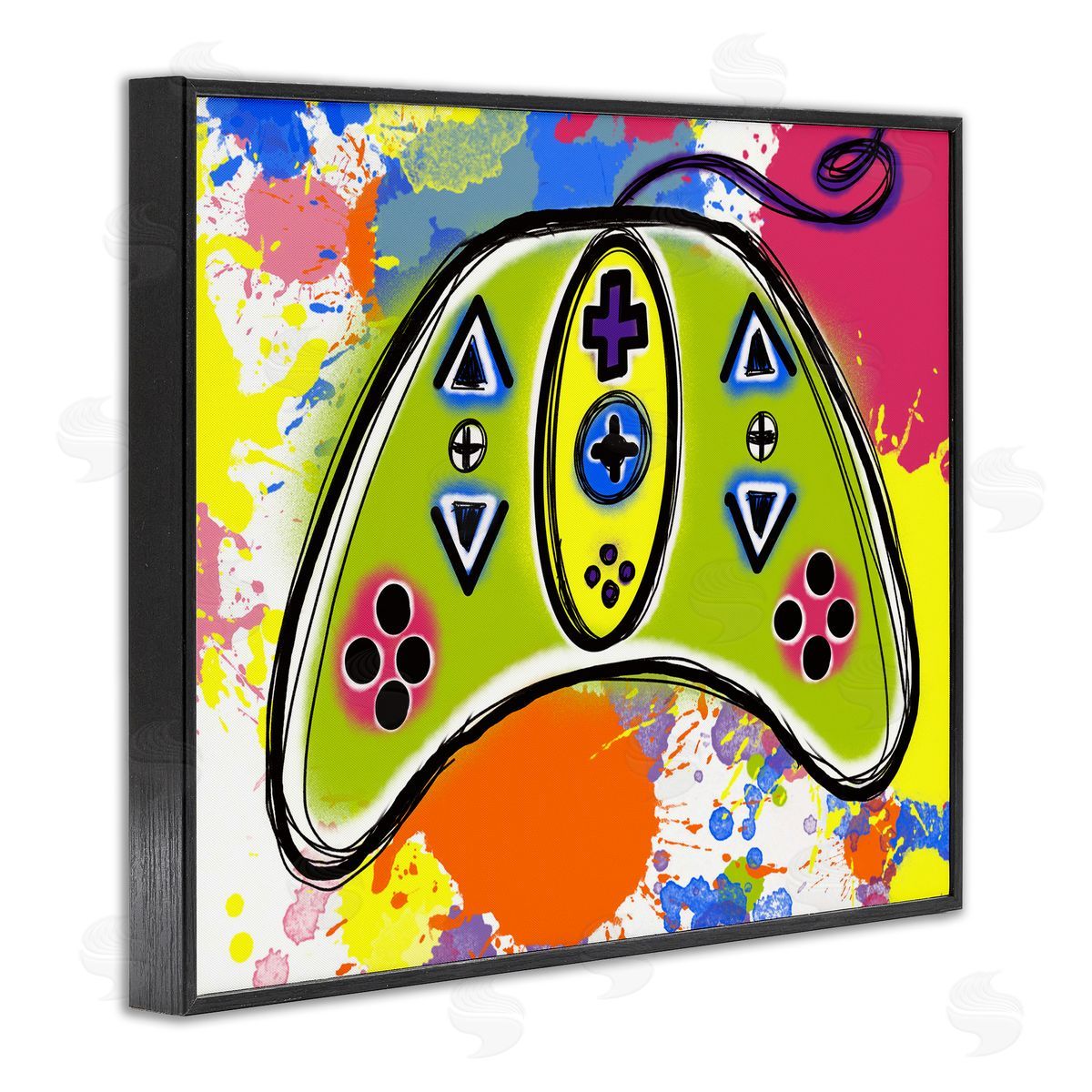 Modern Pop Controller Black Frame Print Wall Art, Home Decor by Matthew Piotrowicz
