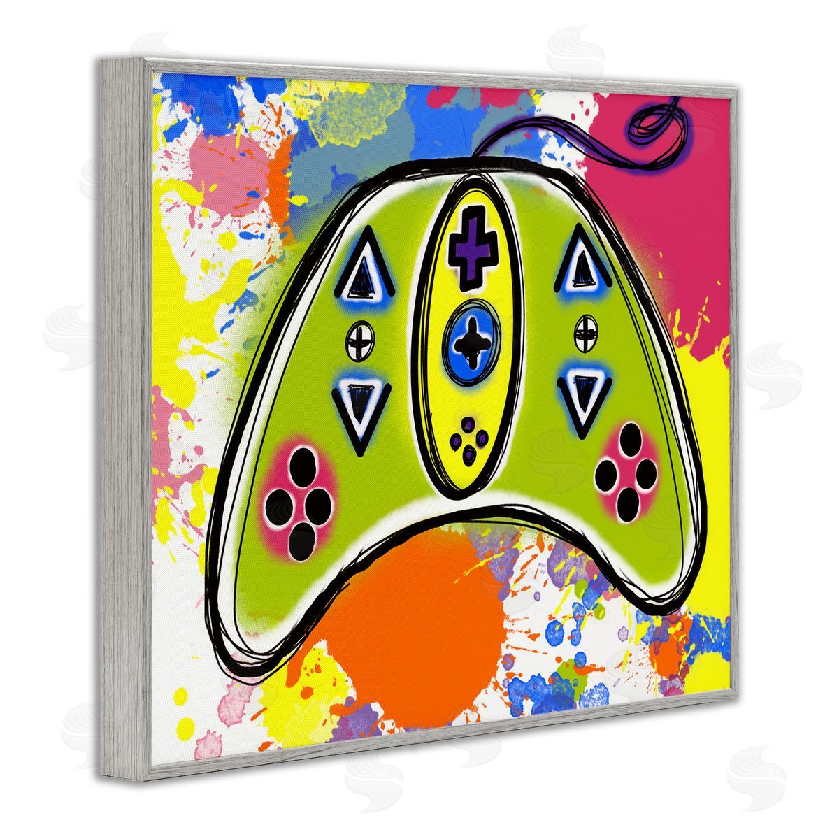 Modern Pop Controller Grey Frame Print Wall Art, Home Decor by Matthew Piotrowicz