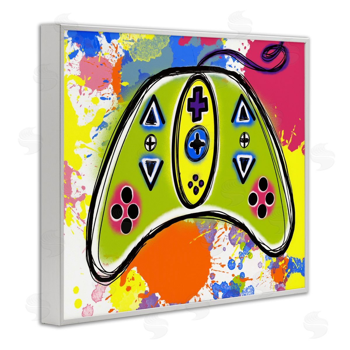 Modern Pop Controller White Frame Print Wall Art, Home Decor by Matthew Piotrowicz
