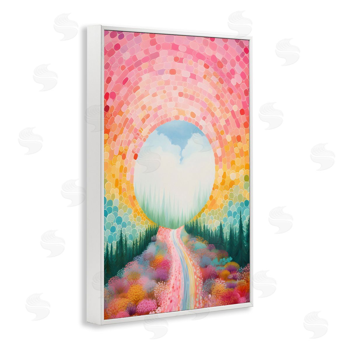Geometric Road Path White Frame Print Wall Art, Home Decor by Petal Prints Design