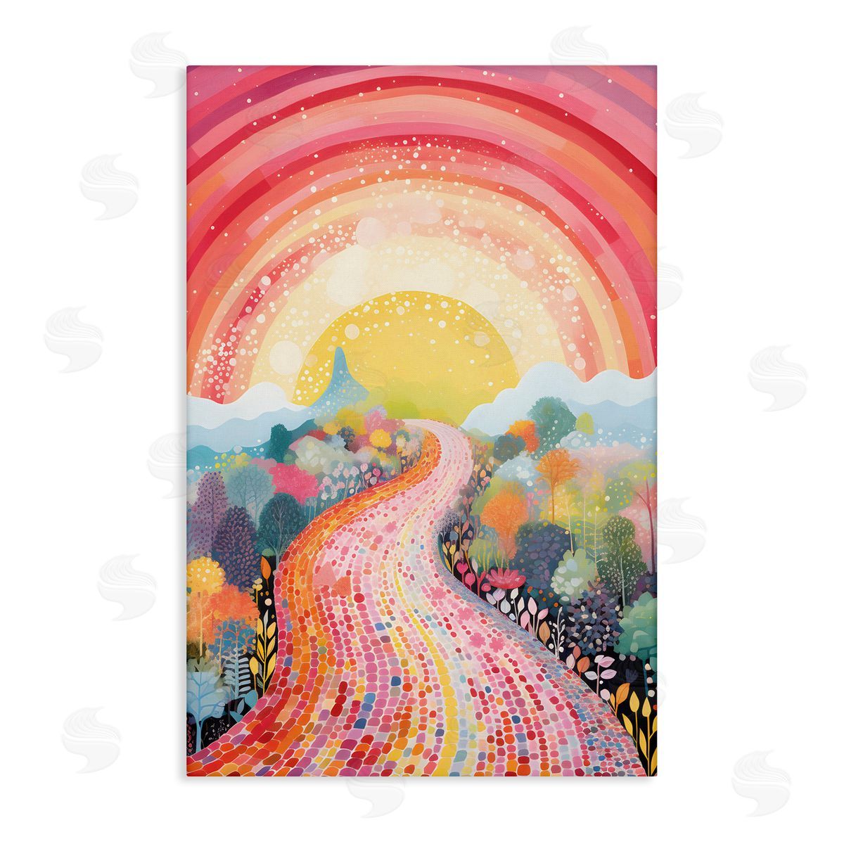 Pink Brick Road Journey Canvas Wall Art, Home Decor by Petal Prints Design