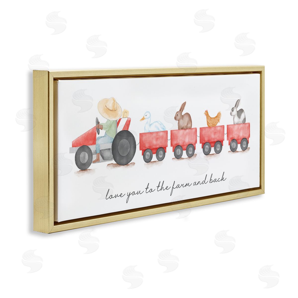 Love You Farm and Back Gold Floating Frame Canvas Wall Art, Home Decor by Stupell Studio