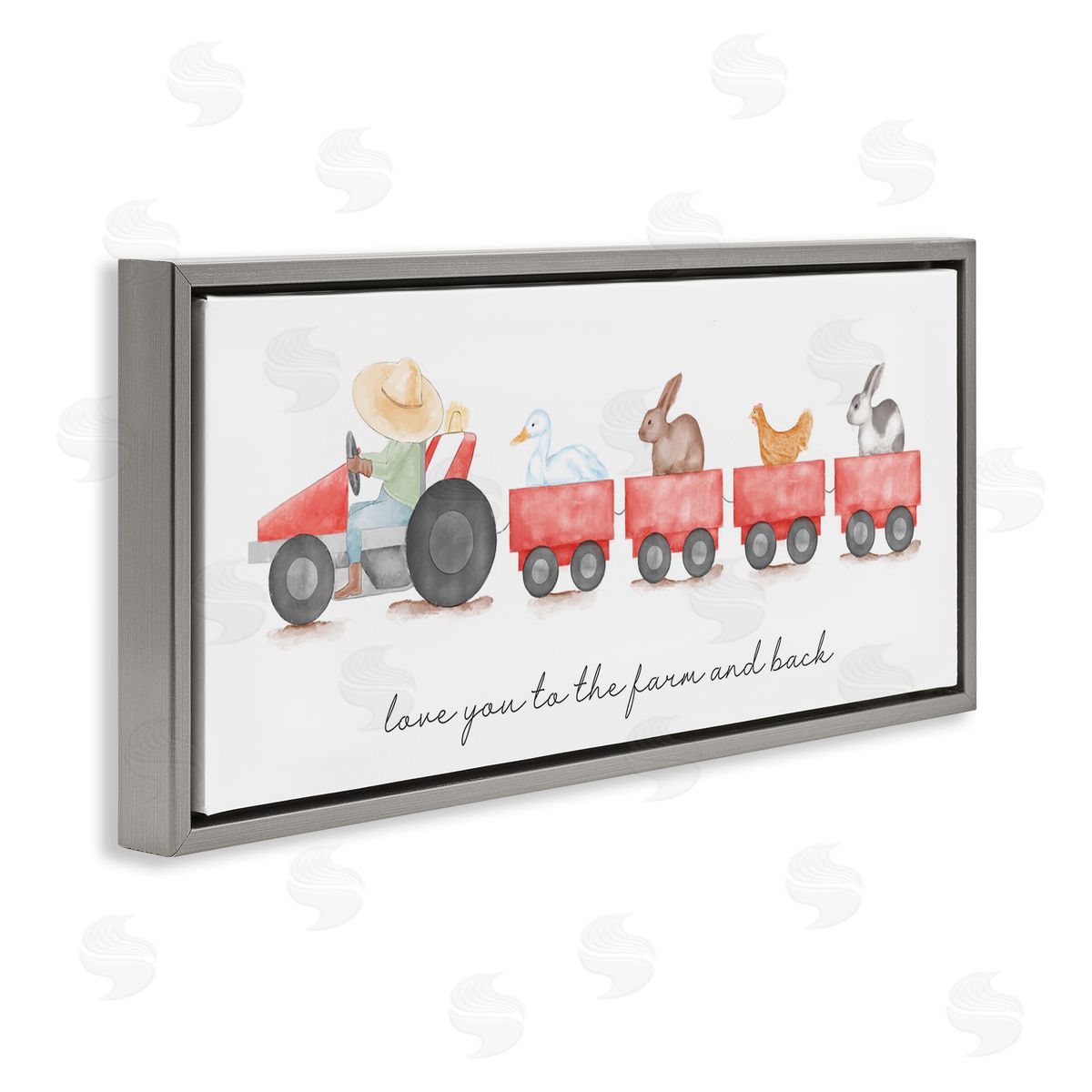 Love You Farm and Back Grey Floating Frame Canvas Wall Art, Home Decor by Stupell Studio