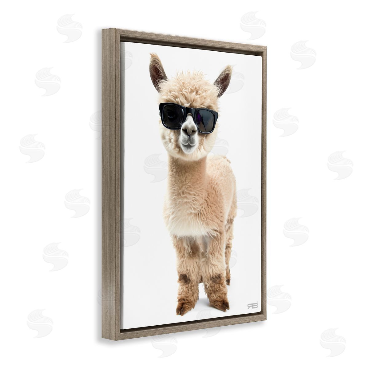 Cool Alpaca and Glasses Brown Floating Frame Canvas Wall Art, Home Decor by Roozbeh Bahramali