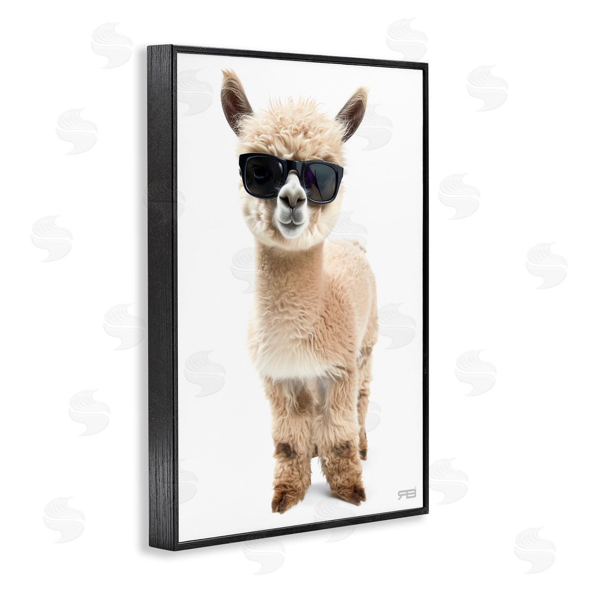 Cool Alpaca and Glasses Black Frame Print Wall Art, Home Decor by Roozbeh Bahramali