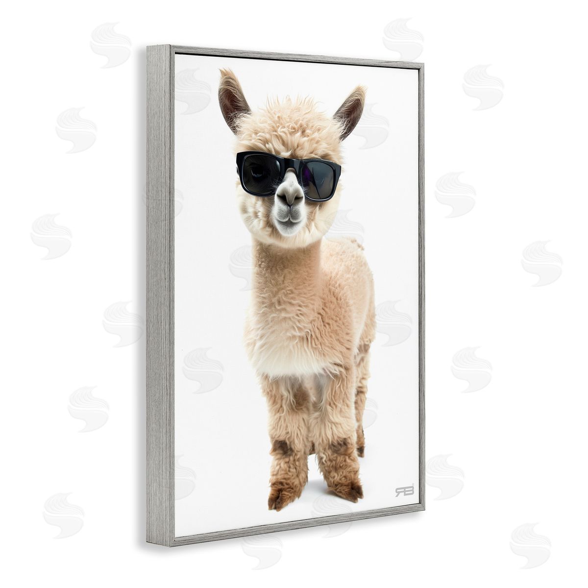 Cool Alpaca and Glasses Grey Frame Print Wall Art, Home Decor by Roozbeh Bahramali