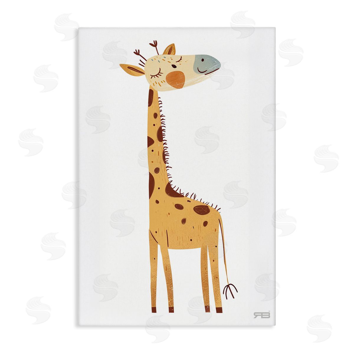 Happy Giraffe Winking Canvas Wall Art, Home Decor by Roozbeh Bahramali