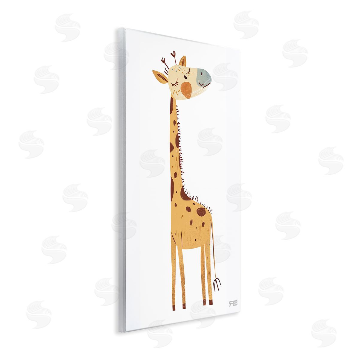 Happy Giraffe Winking Wood Plaque Wall Art, Home Decor by Roozbeh Bahramali