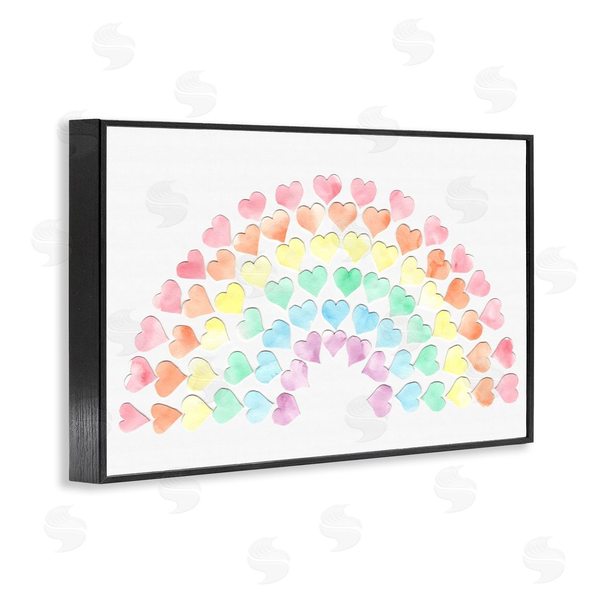 Rainbow of Hearts Black Frame Print Wall Art, Home Decor by Connie Resch