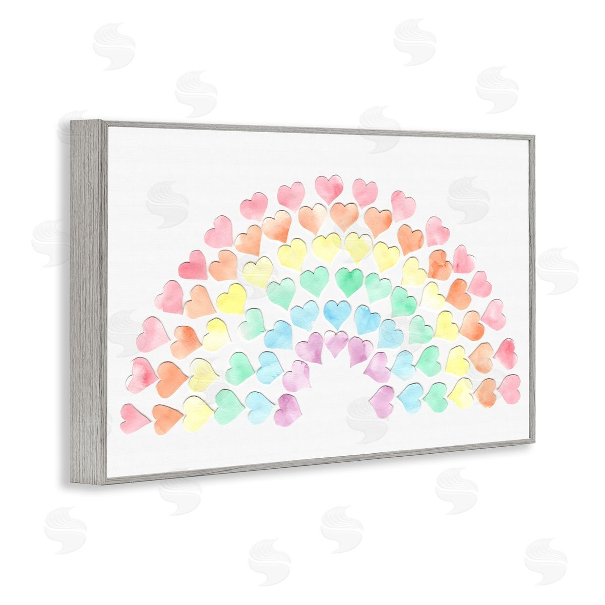 Rainbow of Hearts Grey Frame Print Wall Art, Home Decor by Connie Resch